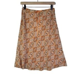 Ann Taylor Orange Patterned Mini Skirt